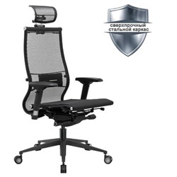 Кресло офисное МЕТТА "SAMURAI" Black Edition, сверхпрочная сетка, регулируемое, черное - фото 16566635