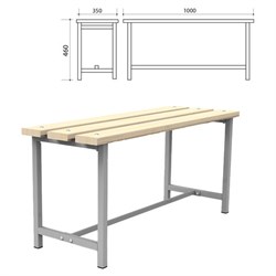 Скамья деревянная на металлокаркасе "СТ 1", 1000х350х460 мм, каркас металлический серый, сиденье дерево - фото 16566639