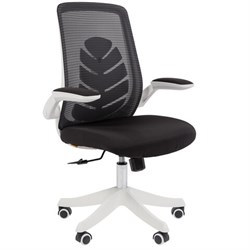 Кресло Chairman CH 565, откидные подлокотники, синхромеханизм, пластик белый, сетка/ткань, черное, 7146048 - фото 16566772