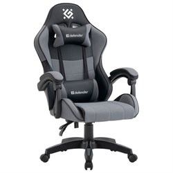 Кресло компьютерное DEFENDER "Strider", 2 подушки, ткань/экокожа, черное/серое, 64056 - фото 16566804