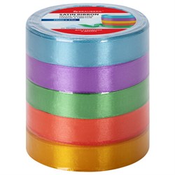 Лента атласная ширина 20 мм, набор 5 цветов по 23 м, BRAUBERG, 591504 - фото 16566875