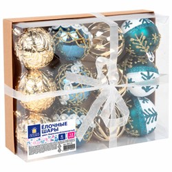 Шары ёлочные 12 шт., 6 см, "Frost Forest", пластик, бирюзовый/золото, ЗОЛОТАЯ СКАЗКА, 592176 - фото 16566933