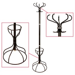 Вешалка-стойка Ажур-3Ф, 1,9 м, основание 46 см, 5 крючков+место для зонтов, металл, черная - фото 16567103