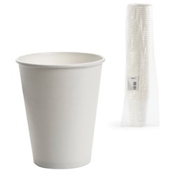 Стакан одноразовый бумажный 300/430 мл, D 90 мм, КОМПЛЕКТ 50 шт., однослойный, белый, холодное/горячее, ФОРМАЦИЯ, HB90-430-0000 - фото 16567183