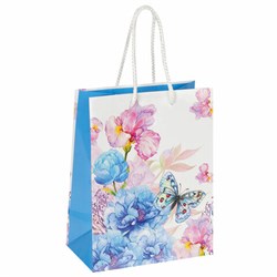 Пакет подарочный (1 штука) 18x10x23 см, ЗОЛОТАЯ СКАЗКА "Бабочка на цветке", ламинированный, 606578 - фото 16567340