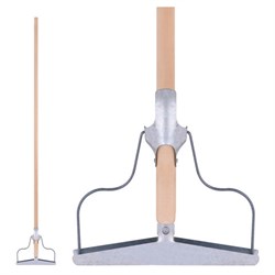 Швабра для пола с металлическим зажимом, деревянный черенок 120 см, рабочая часть 20 см, ШВА 094 - фото 16567348