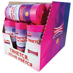 Мешки для мусора 30 л, малиновые, в рулоне, 20 шт., ПВД 19 мкм, 51х53 см, шоубокс, Rubber Flex, Avikomp, 40370 - фото 16567563