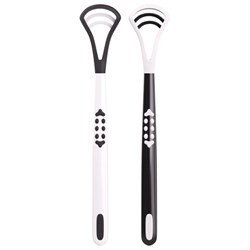 Скребок для языка двусторонний с зубчиками, КОМПЛЕКТ 2 шт., удобная ручка, пластик, LAIMA DENT, 609412 - фото 16567696