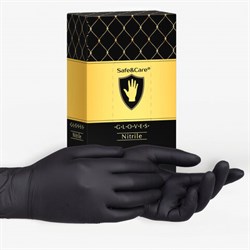 Перчатки нитриловые одноразовые 50 пар (100 штук), размер S (малый), черные, SAFE&CARE, ZN318 - фото 16567705