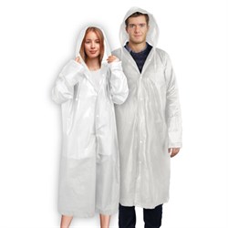 Дождевик-плащ белый на кнопках, EVA, многоразовый прочный, чехол в комплекте, универсальный размер, SHAMAANI (ШАМААНИ), 610935 - фото 16567809