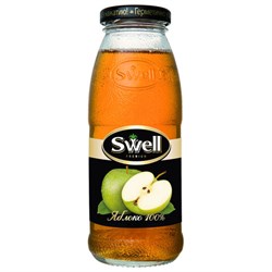 Сок яблочный SWELL осветленный в стеклянной бутылке 0,25 л, для детского питания, 4040207390 - фото 16567937