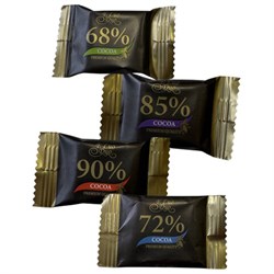 Шоколад порционный KONFESTA горький 68%, 72%, 85%, 90% какао, 1100 г (220 штук по 5 г) - фото 16567996