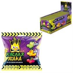 Карамель леденцовая КИСЛАЯ АТАКА, ассорти вкусов (яблоко, персик, малина), 40 г, KA-4-1 - фото 16568001