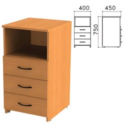 Тумба приставная "Фея", 400х450х750 мм, 3 ящика, полка, цвет орех милан, ТФ10.5 - фото 16568117
