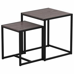 Стол журнальный "Терса", 490х490х560/390х390х460 мм, КОМПЛЕКТ 2 шт., металл/ЛДСП ясень шимо темный - фото 16568410