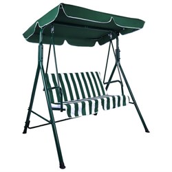 Качели садовые DASWERK (ДАСВЕРК) "RELAX SC-001", 2 места, Ш140хГ110хВ153 см, мягкое сиденье, зеленый/белый, 680050 - фото 16568834