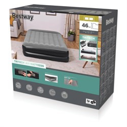 Надувная кровать 152х203х46 см, с подголовником, встроенный насос 220В, до 300 кг, BESTWAY, 67403 - фото 16568844