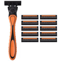 Бритвенный станок многоразовый мужcкой, 3 лезвия, 11 кассет, оранжевый, X-ONE, 700023 - фото 16568864