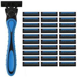 Бритвенный станок многоразовый мужской, 3 лезвия, 31 кассета, синий, X-ONE, 700024 - фото 16568865