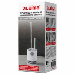 Ершик для унитаза силиконовый (плоский) + щеточка, напольный / настенное крепление, LAIMA, 700561 - фото 16568914