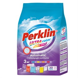 Стиральный порошок автомат 3 кг PERKLIN (ПЕРКЛИН) ULTRA "Color", УЛУЧШЕННАЯ ФОРМУЛА, универсальный, 700606 - фото 16568918