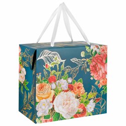 Пакет-коробка подарочный (1 штука) ассорти "Цветы", 22,5х13,5х20 см, тиснение фольгой, ламинация 90077, 90078, 90077 - фото 16568931