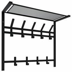 Вешалка настенная с полкой 2 яруса "Торонто-22", 585х670х270 мм, 9 крючков, металл, черная, ВСПТ22 Ч - фото 16568939