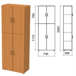 Шкаф закрытый "Фея", 740х390х2000 мм, цвет орех милан (КОМПЛЕКТ) - фото 16569102