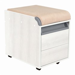 Тумба подкатная "ДЭМИ" ТУВ.10, 426х570х620 мм, 2 ящика + подушка + лоток, пластик серый, рамух белый (КОМПЛЕКТ) - фото 16569347