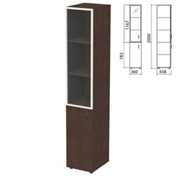 Шкаф закрытый со стеклом в алюминиевой рамке "Приоритет", левый 360х438х2000 мм, 4 полки, венге (КОМПЛЕКТ) - фото 16569390