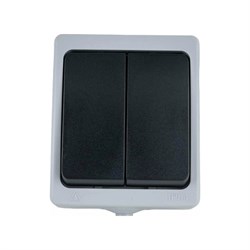 Накладной двойной выключатель HOROZ ELECTRIC ATOM (2-GANG ONE WAY SWITCH) 10A/250V IP54 112-100-0006 - фото 16580442