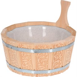 Ушат-шайка с пластиковой вставкой с орнаментом Банные Штучки Цветы 3.5 л 33428 - фото 16587189