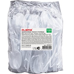 Пластиковые столовые одноразовые ложки LAIMA Бюджет - фото 16603366