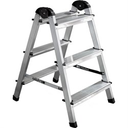 Алюминиевая трехступенчатая двухсторонняя стремянка Perilla 111403 - фото 16607941