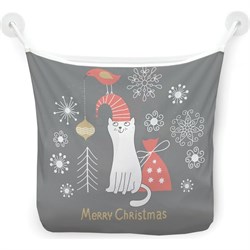 Настенная сетка-органайзер для ванной для игрушек JoyArty Новогодний котик - фото 16618263