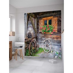 Шторка-занавеска для ванной JoyArty Колеса во дворе - фото 16639616