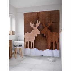 Шторка-занавеска для ванной JoyArty Пара лосей - фото 16639707