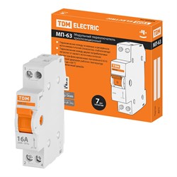 Модульный переключатель TDM ELECTRIC МП-63 1P, 16А - фото 16651427