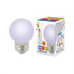 Декоративная светодиодная лампа Volpe LED-G45-1W/RGB/E27/FR/С - фото 16665532
