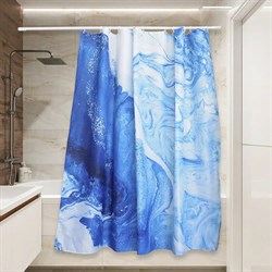 Тканевая штора для ванной Сантис pe-207 (мраморные разводы. океан) 90 gsm 180x180 см - фото 16688561