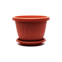 Кашпо ООО КЗНМ сильвер эко с блюдцем d 23, объём 4л терракот - фото 16711691
