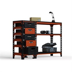 Стол-верстак ООО Металекс c одной тумбой, 950x1600x600 мм оранжево-чёрный - фото 16715737