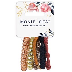 Резинки для волос НАБОР 6 шт., разные цвета, ассорти форм, MONTE VITA (МОНТЕ ВИТА), 457064 - фото 16756668