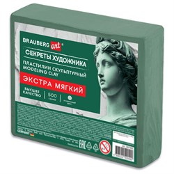 Пластилин скульптурный ЭКСТРА МЯГКИЙ ОЛИВКОВЫЙ "Секреты художника", 0,5 кг, BRAUBERG ART, 107505 - фото 16776413