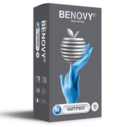 Перчатки нитриловые смотровые 50 пар (100 штук), размер 7-8, M (средний), BENOVY Nitrile Chlorinated - фото 16776516