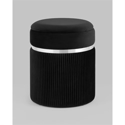 Пуф Стул Груп Миранда с ящиком, серебро, велюр черный - фото 16809556