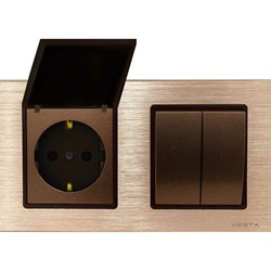 Двухклавишный выключатель + розетка Metronex Комплект-2 - фото 16821426