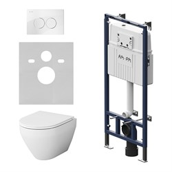 Инсталляция AM.PM MasterFit с клавишей L глянцевый белый, с подвесным унитазом Spirit V2.0 FlashClean, с сиденьем с ми - фото 16854045