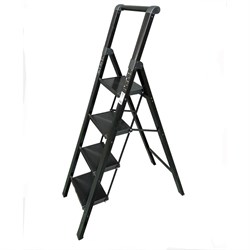 Алюминиевая стремянка SevenBerg calipso 4 широкие ступени чёрная - фото 16861806