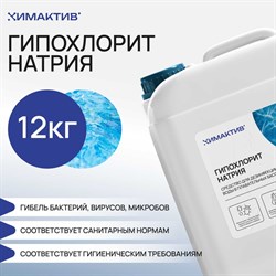 Гипохлорит натрия для обеззараживания воды (бассейны, водоемы, сточные воды) Химактив gipohlorit-natria12kg - фото 16897105